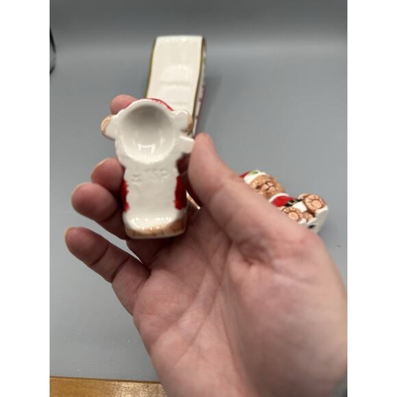 Ceramic Santa Bear Sleigh Set Christmas Centerpiece 5 Pc — Read Cracks on One - Picture 12 of 12